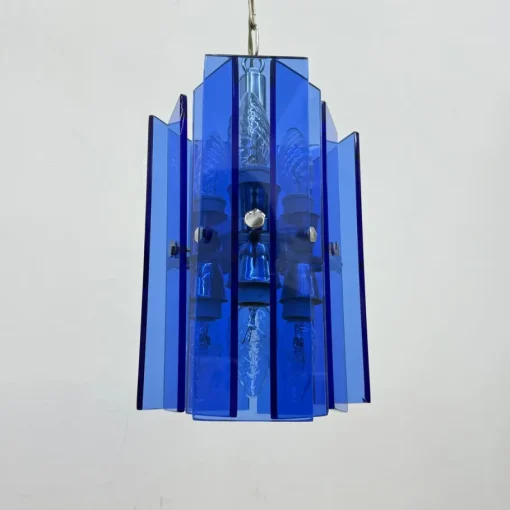 Best Pamono Blue Glass Hanging Lamp from Veca, Italy, 1970s