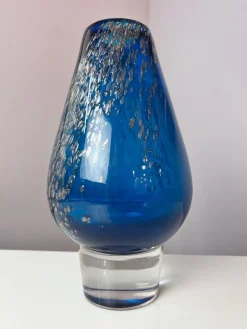 Clearance Pamono Blue Glass Vase by Heinrich Löffelhardt for Schott Zwiesel