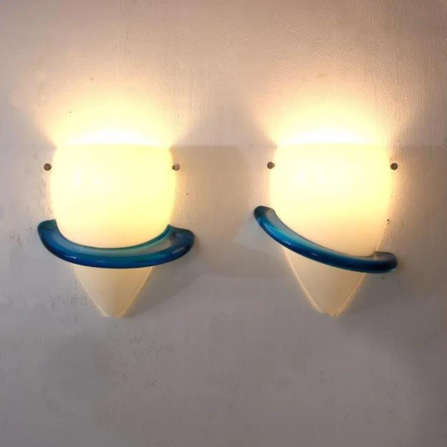 Best Pamono Blue Swan Wall Lamps by Tinu Aufiero for Venini, Italy, 1990s, Set of 2