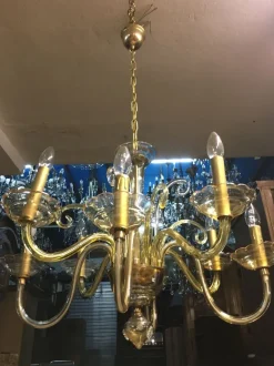 Hot Pamono Bochemia Glass Chandelier, 1950s