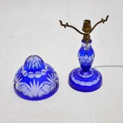 Outlet Pamono Bohemian Crystal Glass Table Lamp, Vase and Dish, 1910s, Set of 3