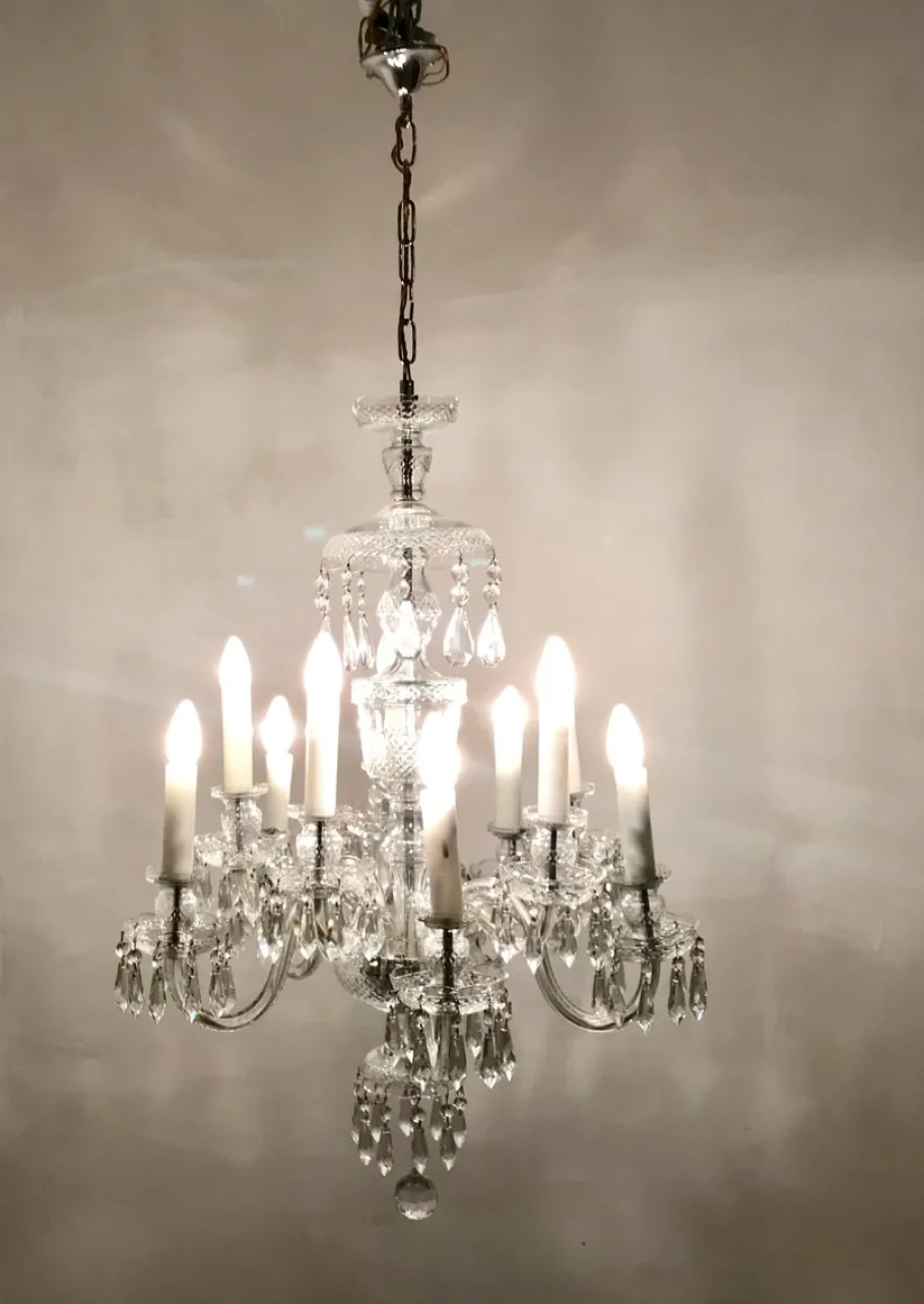 Online Pamono Bohemian Lead Crystal 10-Light Chandelier, 1960s