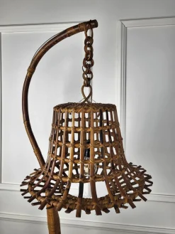 New Pamono Bohemian Modernist Italian Bamboo Rattan Tall Floor Lamp