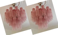 Online Pamono Bold Eclectic Pink Murano Chandeliers, Set of 2