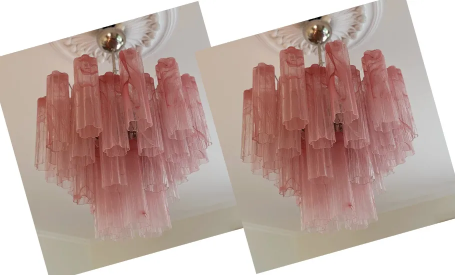 Online Pamono Bold Eclectic Pink Murano Chandeliers, Set of 2