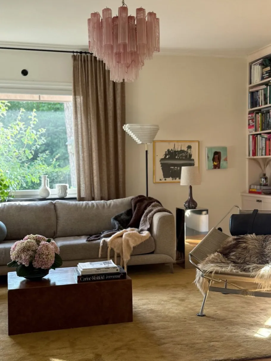 Online Pamono Bold Eclectic Pink Murano Chandeliers, Set of 2