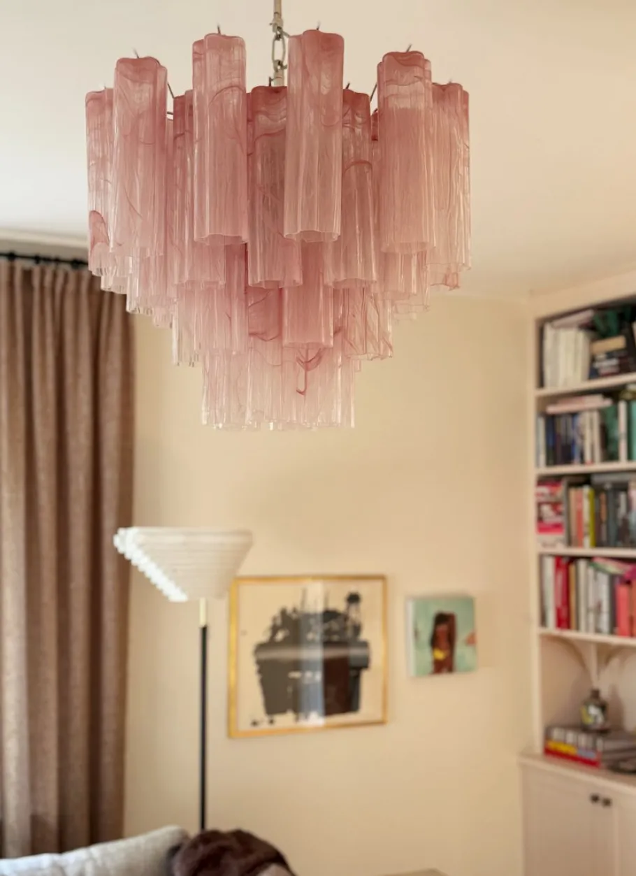 Online Pamono Bold Eclectic Pink Murano Chandeliers, Set of 2