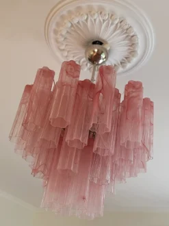 Online Pamono Bold Eclectic Pink Murano Chandeliers, Set of 2