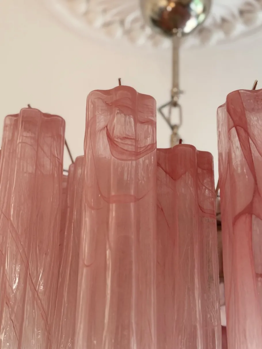 Online Pamono Bold Eclectic Pink Murano Chandeliers, Set of 2