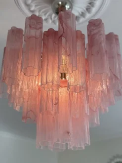 Online Pamono Bold Eclectic Pink Murano Chandeliers, Set of 2