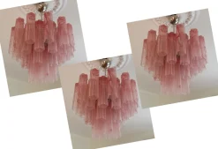 Best Pamono Bold Eclectic Pink Swirled Murano Chandeliers, Set of 3