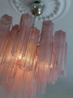 Best Pamono Bold Eclectic Pink Swirled Murano Chandeliers, Set of 3