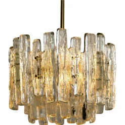 Discount Pamono Brass & Ice Glass Pendant by J.T. Kalmar for ISA, 1970s