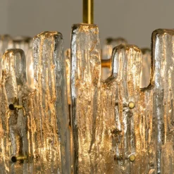 Discount Pamono Brass & Ice Glass Pendant by J.T. Kalmar for ISA, 1970s