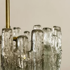 Discount Pamono Brass & Ice Glass Pendant by J.T. Kalmar for ISA, 1970s