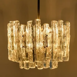 Discount Pamono Brass & Ice Glass Pendant by J.T. Kalmar for ISA, 1970s