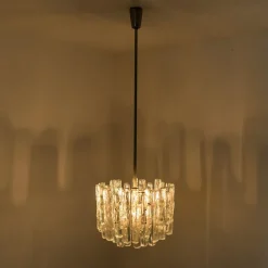 Discount Pamono Brass & Ice Glass Pendant by J.T. Kalmar for ISA, 1970s