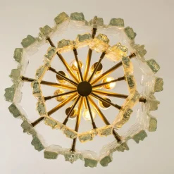 Discount Pamono Brass & Ice Glass Pendant by J.T. Kalmar for ISA, 1970s