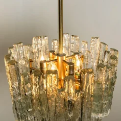 Discount Pamono Brass & Ice Glass Pendant by J.T. Kalmar for ISA, 1970s