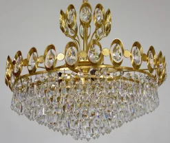 Best Pamono Brass & Lead Crystal Chandelier from Joska, 1970s
