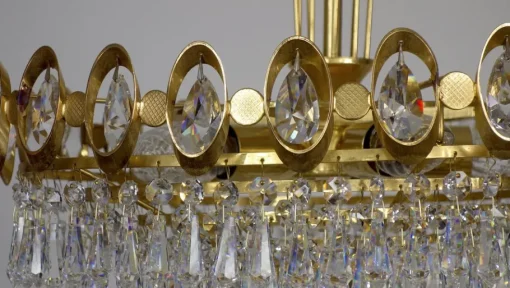 Best Pamono Brass & Lead Crystal Chandelier from Joska, 1970s