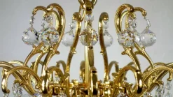 Hot Pamono Brass & Lead Crystal Chandelier from Schröder and Co., 1970s