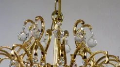 Hot Pamono Brass & Lead Crystal Chandelier from Schröder and Co., 1970s