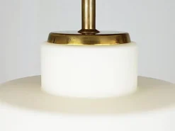 Discount Pamono Brass & Opaline Glass 3-Light Table Lamp by Bruno Gatta for Stilnovo, 1959