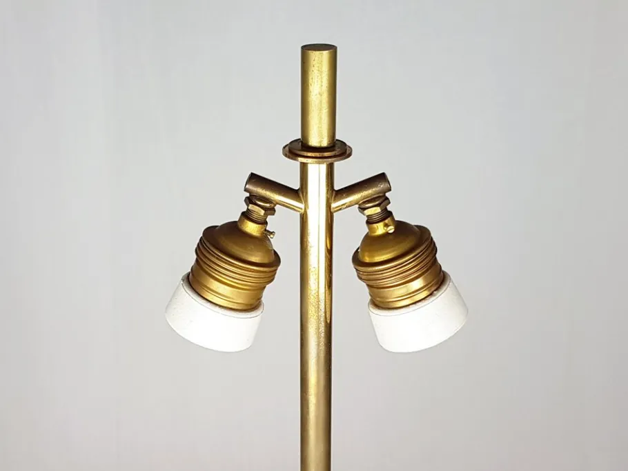 Discount Pamono Brass & Opaline Glass 3-Light Table Lamp by Bruno Gatta for Stilnovo, 1959