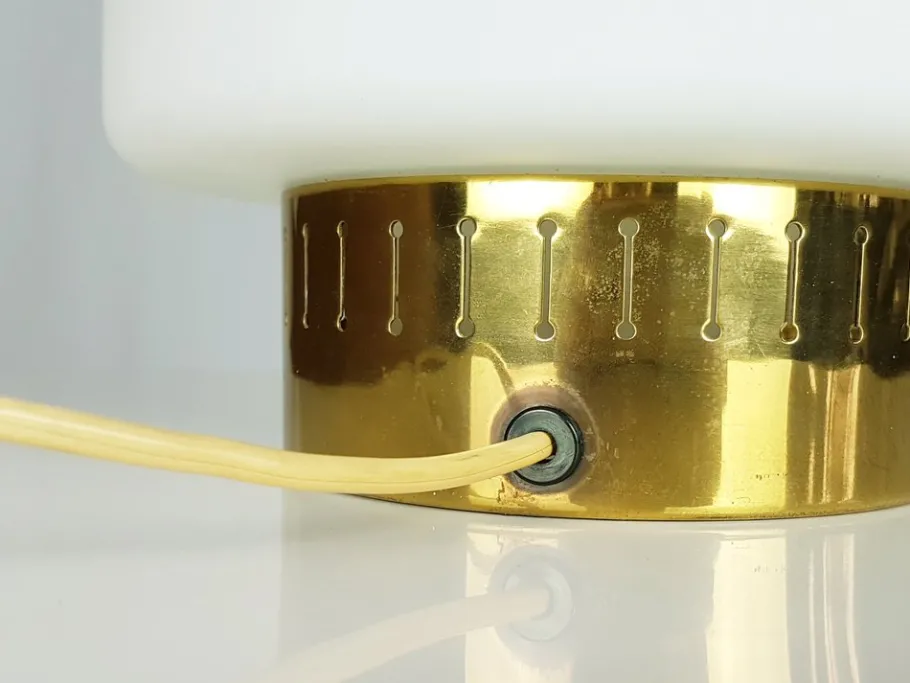 Discount Pamono Brass & Opaline Glass 3-Light Table Lamp by Bruno Gatta for Stilnovo, 1959