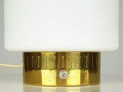 Discount Pamono Brass & Opaline Glass 3-Light Table Lamp by Bruno Gatta for Stilnovo, 1959