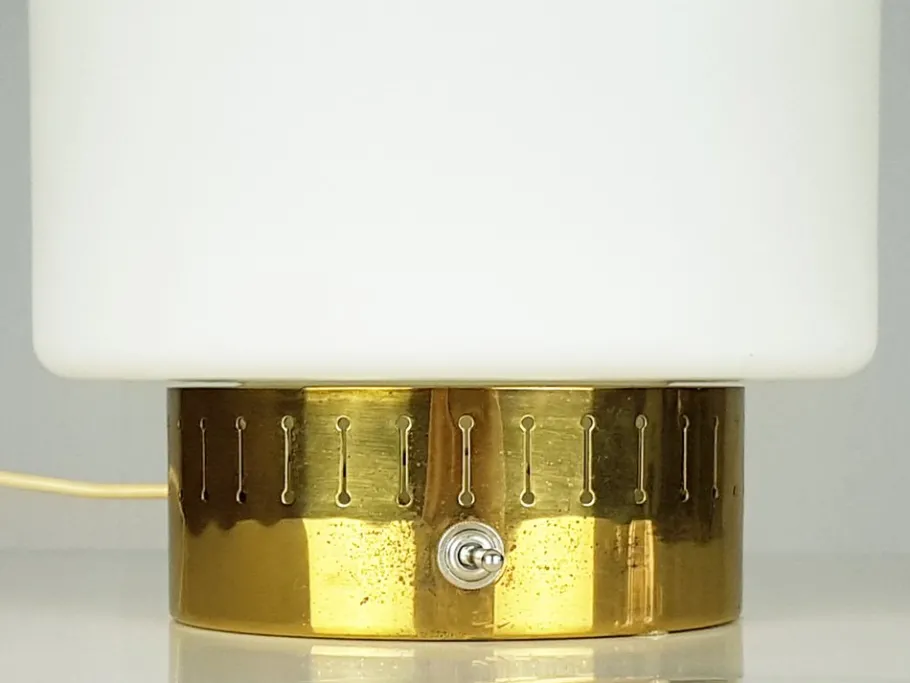 Discount Pamono Brass & Opaline Glass 3-Light Table Lamp by Bruno Gatta for Stilnovo, 1959