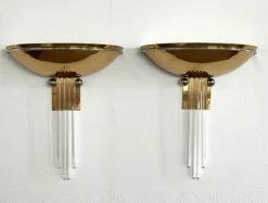 New Pamono Brass and Acrylic Wall Sconces from Vereinigte Werkstätten München, 1970s, Set of 2