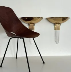 New Pamono Brass and Acrylic Wall Sconces from Vereinigte Werkstätten München, 1970s, Set of 2