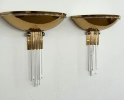 New Pamono Brass and Acrylic Wall Sconces from Vereinigte Werkstätten München, 1970s, Set of 2