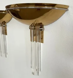 New Pamono Brass and Acrylic Wall Sconces from Vereinigte Werkstätten München, 1970s, Set of 2