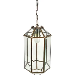 Discount Pamono Brass and Beveled Glass Pendant Lantern in the Style of Adolf Loos, Italy, 1950s