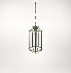 Discount Pamono Brass and Beveled Glass Pendant Lantern in the Style of Adolf Loos, Italy, 1950s