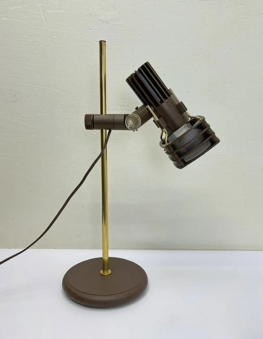 Sale Pamono Brass and Brown Acrylic Table Lamp from Hustadt, 1970s