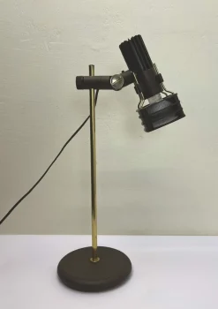 Sale Pamono Brass and Brown Acrylic Table Lamp from Hustadt, 1970s