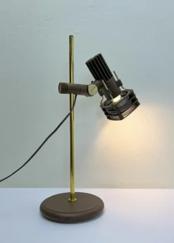 Sale Pamono Brass and Brown Acrylic Table Lamp from Hustadt, 1970s