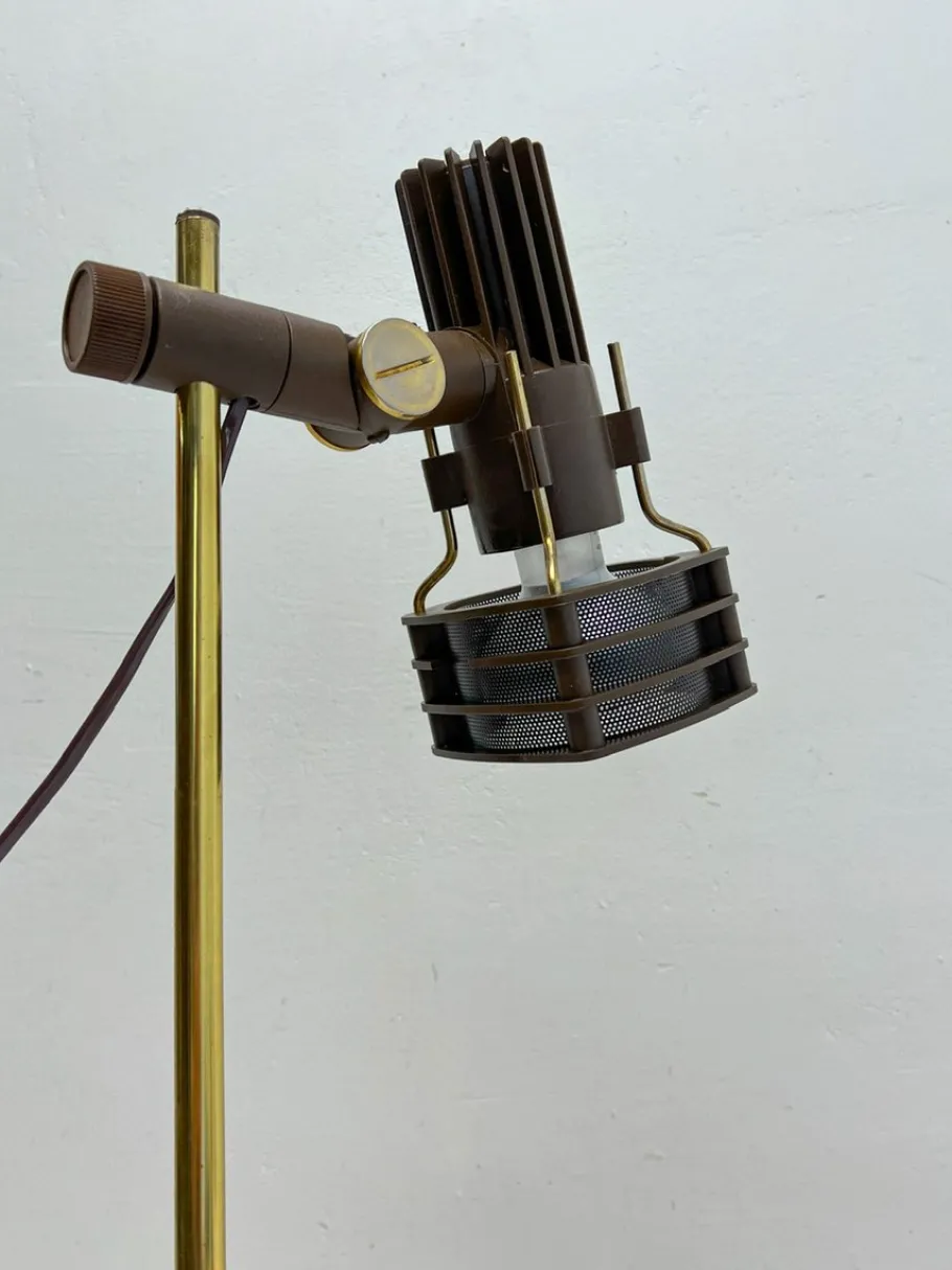 Sale Pamono Brass and Brown Acrylic Table Lamp from Hustadt, 1970s