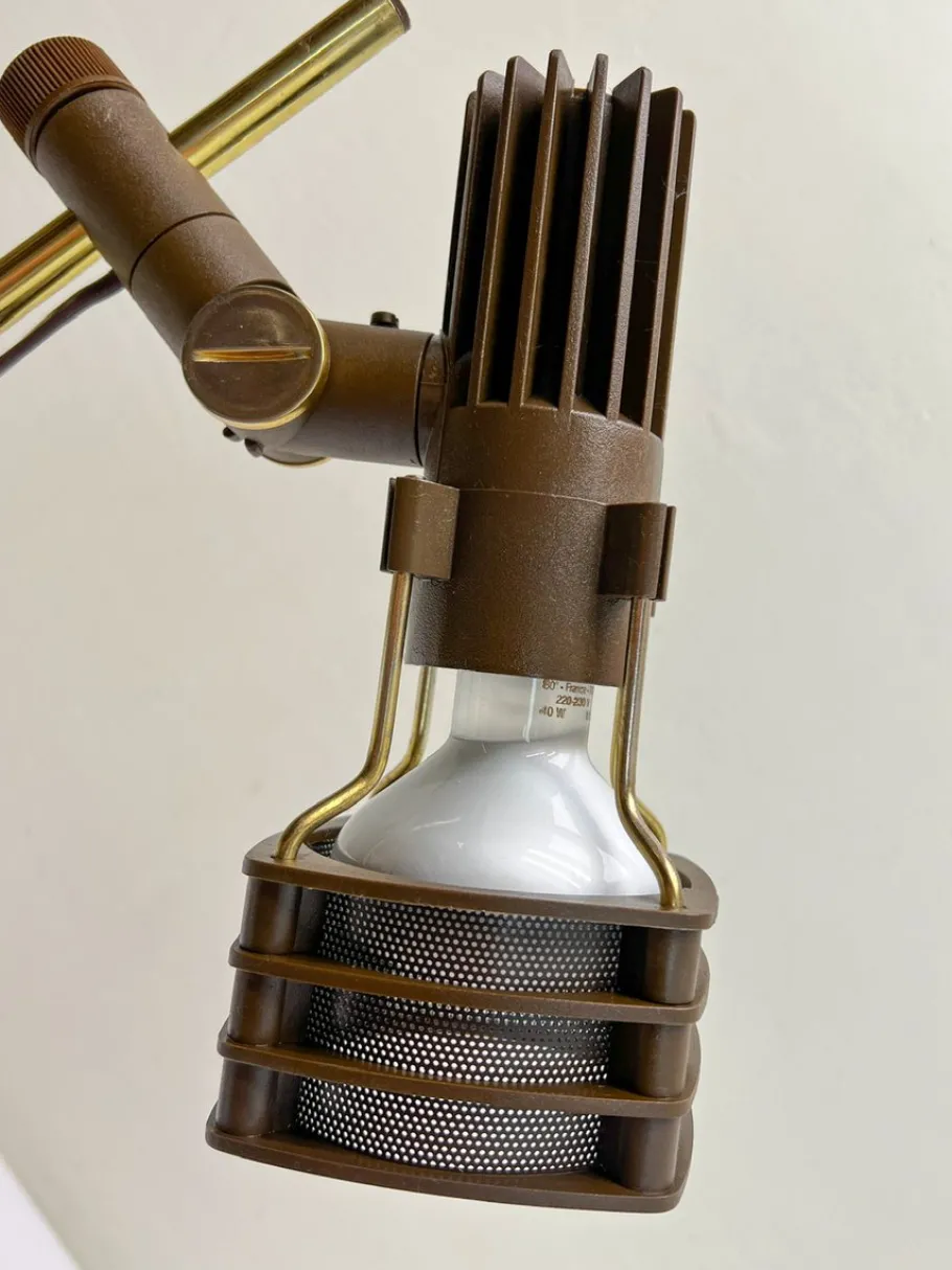 Sale Pamono Brass and Brown Acrylic Table Lamp from Hustadt, 1970s