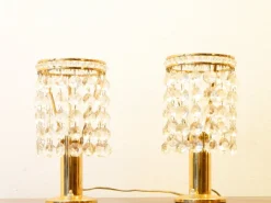 Clearance Pamono Brass and Crystal Bedside Table Lights from Bakalowits & Söhne, Vienna, Austria, 1960s Set of 2