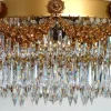 Discount Pamono Brass and Crystal Ceiling Lamp from Palwa, 1950s