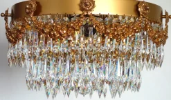 Discount Pamono Brass and Crystal Ceiling Lamp from Palwa, 1950s