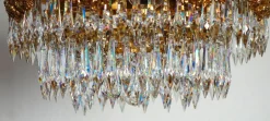 Discount Pamono Brass and Crystal Ceiling Lamp from Palwa, 1950s