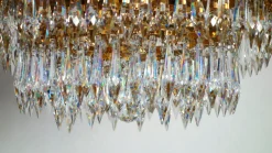 Discount Pamono Brass and Crystal Ceiling Lamp from Palwa, 1950s