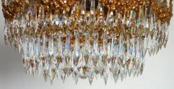 Discount Pamono Brass and Crystal Ceiling Lamp from Palwa, 1950s