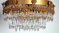 Discount Pamono Brass and Crystal Ceiling Lamp from Palwa, 1950s